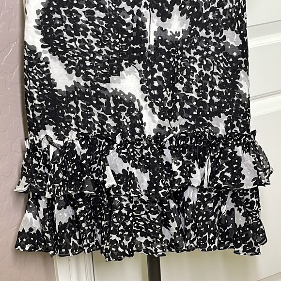 NWT! Marchesa Notte Tiered Ruffle Spaghetti Strap Mini Dress Black White… - Picture 6 of 13